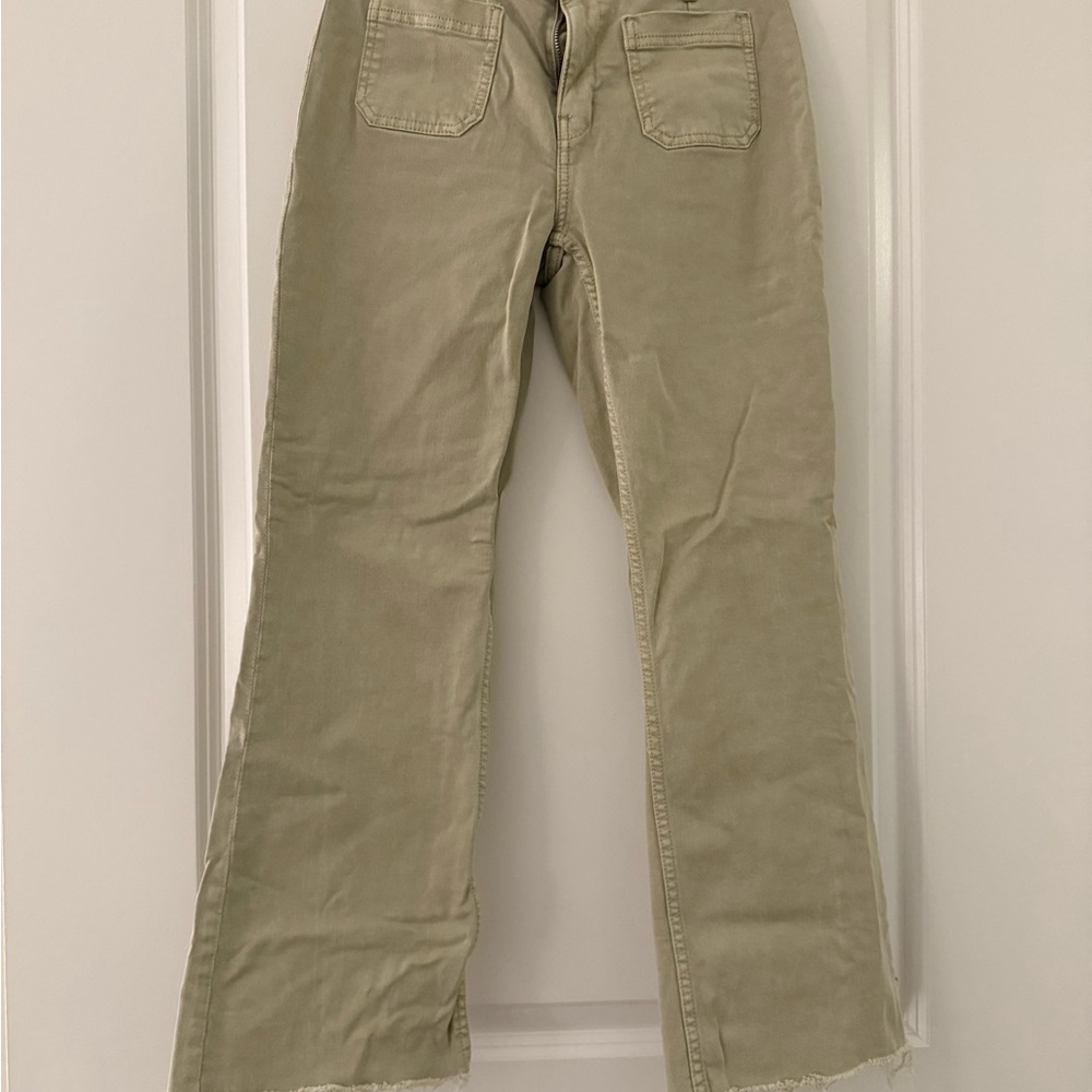 Mango Green/Khaki Mini Flare Ankle Jeans